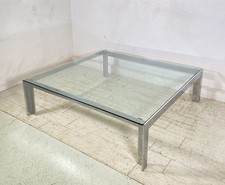 TAVOLOINO SALOTTO DESIGN Alberto Rosselli SAPORITI ANNI 70 ACCIAIO CROMATO VETRO