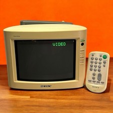 Vintage Sony Trinitron CRT-TV 8" portatile mo. KV-8AD14 con telecomando e alimentazione - FUNZIONANTE