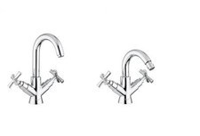 SET COMPLETO RUBINETTI MONOFORO LAVABO E BIDET  SPIRIT NEW  CROMATO 