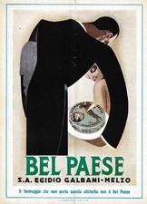PUBBLICITA' 1935 FORMAGGIO BEL PAESE GALBANI MELZO PANDOLFI CARLO PIQUILLO
