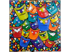 DIPINTO '' FIESTA EN MASCHERA '' MASCHERE IN RILIEVO