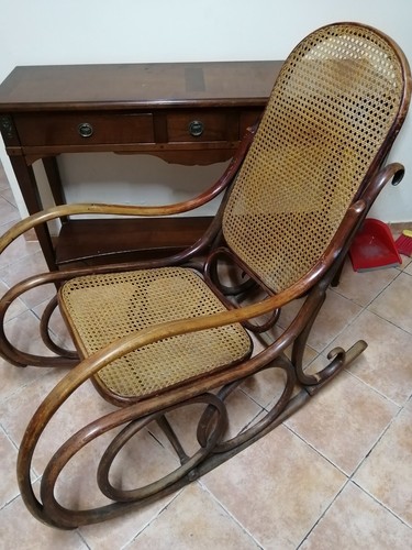 Sedia dondolo antica - dondolo, paglia