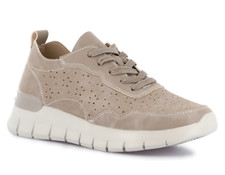 Sneakers Grunland SC0195 SACE camoscio traforato beige zeppa 4 cm