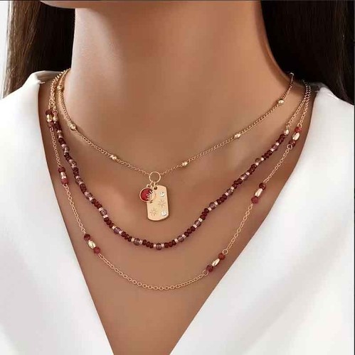Collier fantaisie multi rangs - collier,