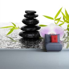 Fotomurale da parete non tessuto poster immagine pietre e orchidea