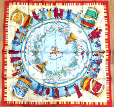 RARO NUOVO! Sciarpa di seta HERMES PRIERES AU VENT di Dimitri Rybaltchenko 90 cm #y4994