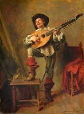 Dream-art Oil painting Jean-Louis-Ernest-Meissonier-Soldier-Playing-the-Theorbo