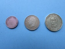 3 MONETE VINTAGE 1 PESO REP. DOM.1991-1 PESETA SPAGNA1975-1 PFENNIG TEDESCO 1969