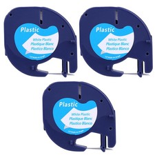 3 nastri per etichette compatibili con Dymo Letratag 91201 Plastic Label Tapes