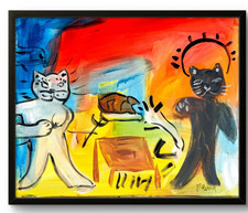 Quadro astratto gatto 16x20