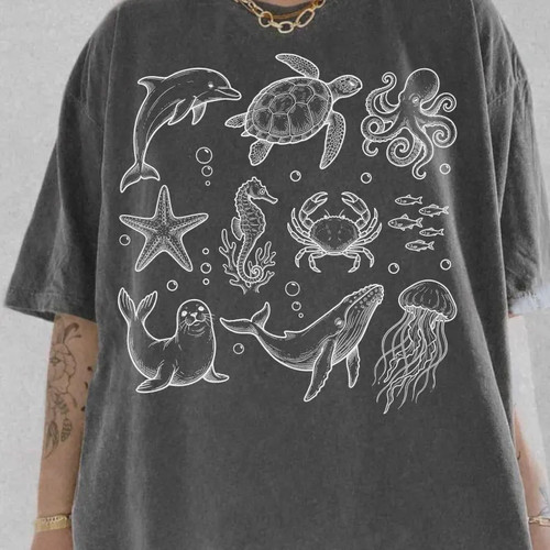 Shirt animali marini anni 90 - t-shirt,