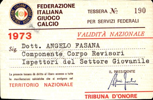 Tessera federazione italiana - tessera,