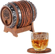 Set 6 Sottobicchieri Botte Whisky Full Size Antiscivolo Decorazione Cabina Bar Marrone 