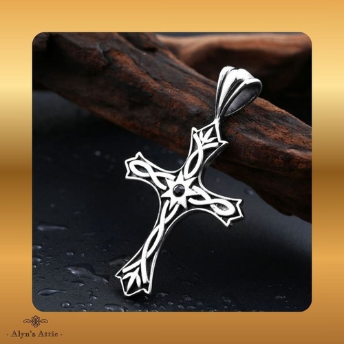Stainless steel cross pendant - stainless,