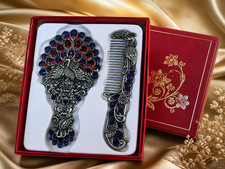 Set specchio e pettine pavone