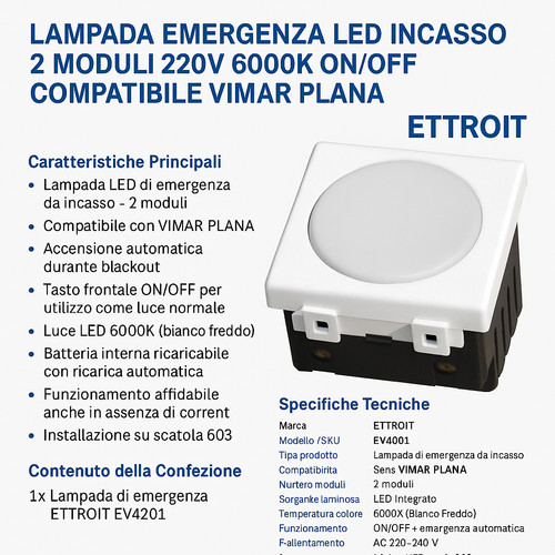 Lampada emergenza led incasso - lampada,