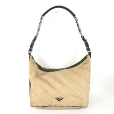 Borsa a tracolla Prada Pocono in nylon catena hobo beige autentica