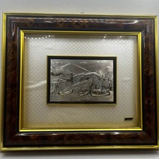 Euroesse – Quadro in Argento e Foglia Oro, Paesaggio Marino in Rilievo