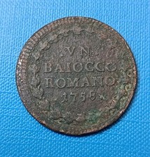 Un Baiocco Romano 1758 Non Comune- Papa Clemente XIII- Stato Pontificio