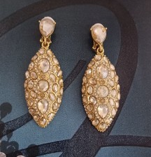 Oscar de la Renta- Boucles d'oreilles à clipser avec des cristaux champagnes.