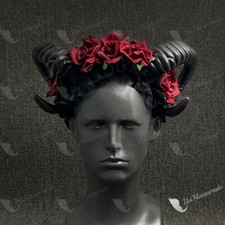 Fascia fiore corno di pecora restyle bellezza gotica horror corna Halloween rosa rossa