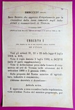 VICENZA-REGIO DECRETO APPROVA RISCOSSIONE DELLA TASSA CAMERALE INDUSTRIALI-2801