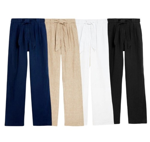 Pantalone lino largo - pantalone, m&s