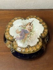 pot couvert publicitaire en faience emaillee Art Nouveau - biscuits OLIBET