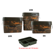 Fox Secchiello Camo Square Bucket 5-10-17lt CARP FISHING CON COPERCHIO .