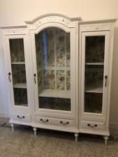Armadio legno bianco 3 ante di vetro. Stile Francese