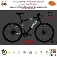 Kit adesivi riflettente telaio bike mtb sticker reflective bomb black white