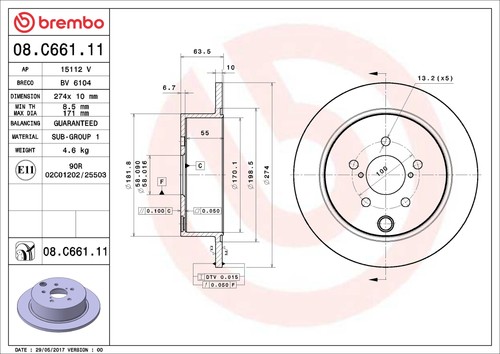 Brembo c661 discofreno - brembo, 08.c661.11