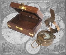 Bussola,Bussola Rilevamento Di Brüniertem IN Ottone Preziosa Custodia Legno (17)