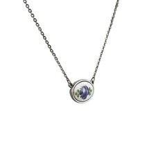 Collana Sarah Coventry fiore viola ciondolo melissa tono argento catena delicata