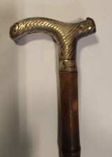 ANTICO BASTONE DA PASSEGGIO MANICO D'ARGENTO  E BAMBU'    CVTUV