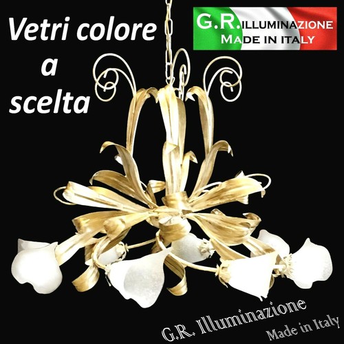 Lampadario ferro battuto 8 - lampadario, in