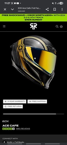 Casco ruroc ace cafe nero - ace, nero/oro