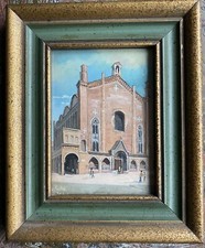 BOLOGNA Piazza Rossini/Via Zamboni Chiesa Santa Rita disegno a tempera