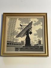 ANTICO DIPINTO VINTAGE INDUSTRIALE WPA VECCHIA TECNOLOGIA FABBRICA ARTISTA MISTERIOSO