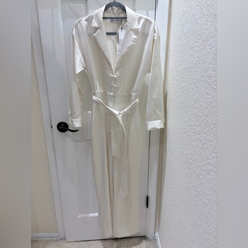 Zara cream satin jumpsuit nwt - zara, nwt-