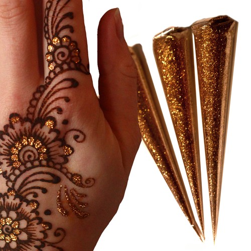 Coni gel glitter - oro, hennè
