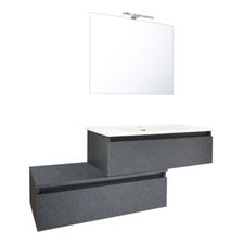 Mobile Bagno Sospeso Composizione con Lavabo Specchio e Luce Led