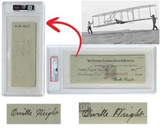 Aviator Orville Wright 2x assegno firmato PSA auto - raro se firmato due volte!