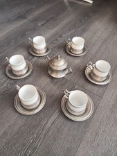 Servizio caffè 6 persone con zuccheriera Gerold Porzellan Bavaria Peltro Vintage