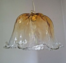 Lampadario plafoniera a sospensione in vetro ambrato di Murano LA MURRINA anni 70 