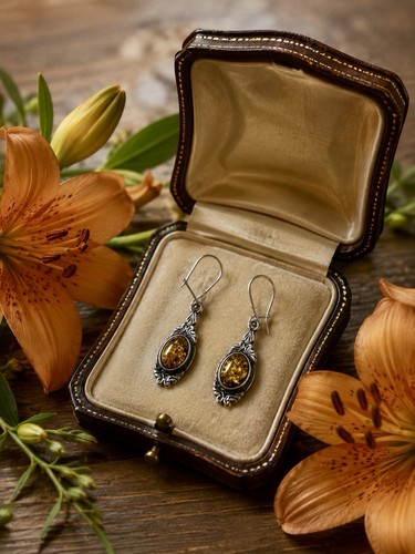 Orecchini argento 925 ambra - orecchini,