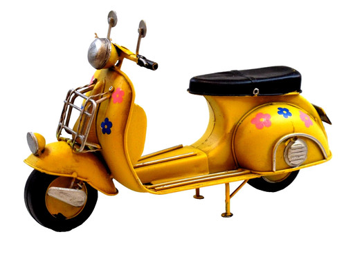 Yellow scooter tin plate - scooter,