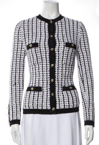 Maglione cardigan tweed bianco