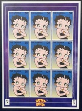 GAMBIA BETTY BOOP FRANCOBOLLI FOGLIO 9v 2002 MNH ANIMATO PERSONAGGIO FUMETTO