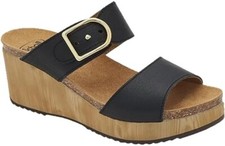 SCHOLL ciabatte zatteroni sandali eleganti ORTONA ZEPPA 2 fascie PELLE NERO plan